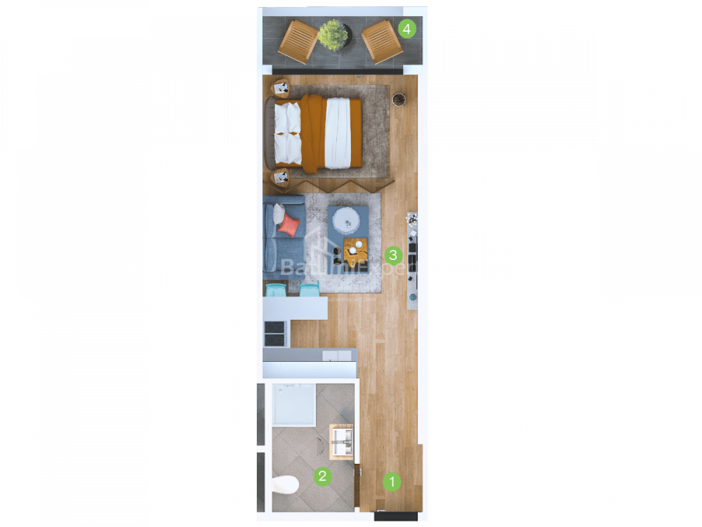Mieszkanie 33.6 m² - Szeryf Chimsziaszwili, Batumi, Gruzja