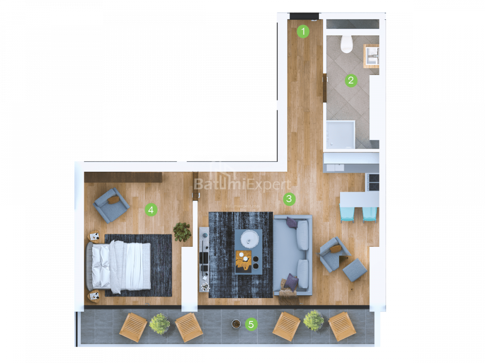 Mieszkanie 61 m² - Szeryf Chimsziaszwili, Batumi, Gruzja