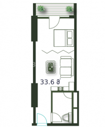 Mieszkanie 1-комн 33.6 m² - Szeryf Chimsziaszwili, Batumi