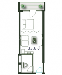Mieszkanie 1-комн 33.6 m² - Szeryf Chimsziaszwili, Batumi