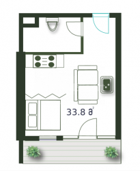 Mieszkanie 1-комн 33.8 m² - Szeryf Chimsziaszwili, Batumi