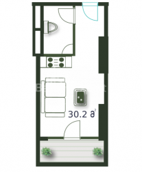 Mieszkanie 1-комн 30.2 m² - Szeryf Chimsziaszwili, Batumi