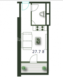 Mieszkanie 1-комн 27.7 m² - Szeryf Chimsziaszwili, Batumi